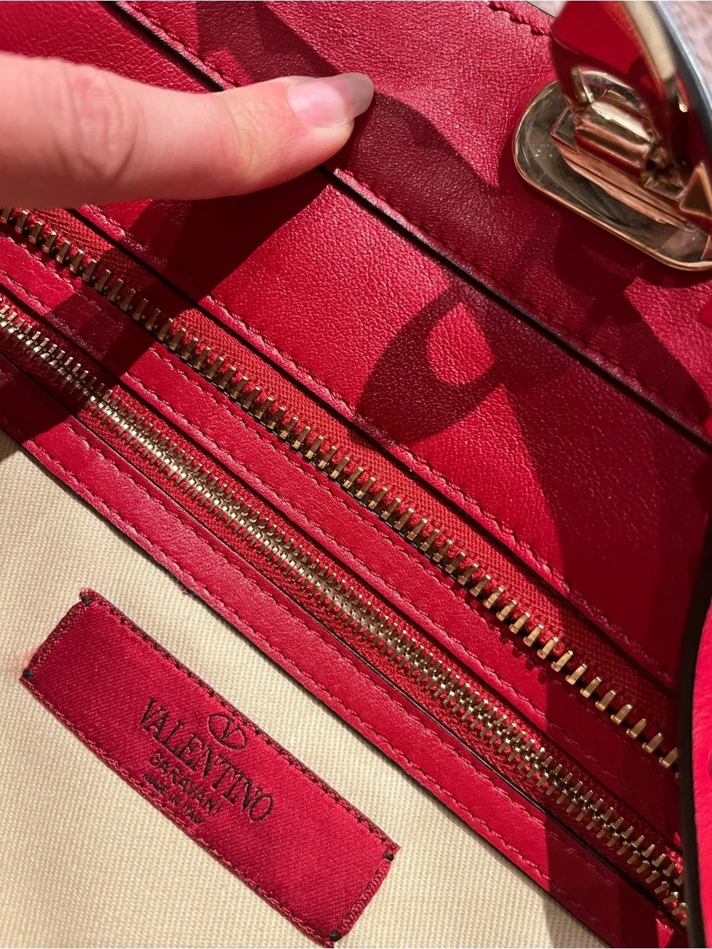 Valentino Garavani Rockstud Red Leather Tote